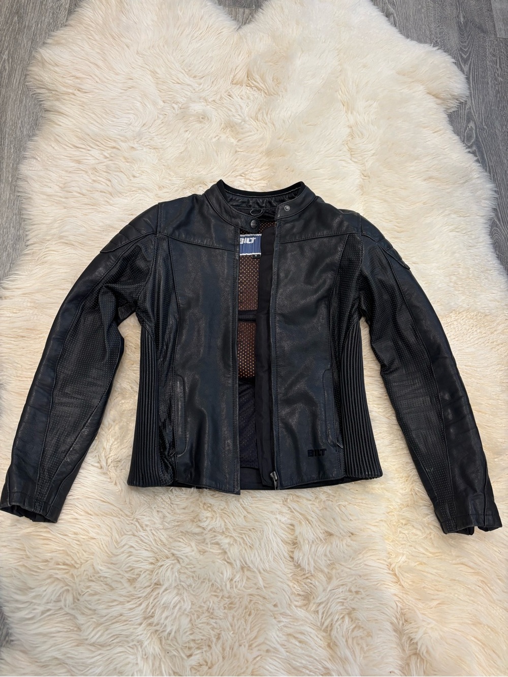 Women's Black Perforated Leather Jacket